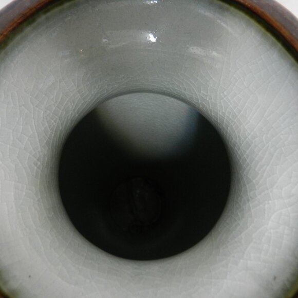 Vintage Chinese Art Pottery Flambe Glazed Red Oxblood 13.5"  Tall Vase ombre - Picture 11 of 12